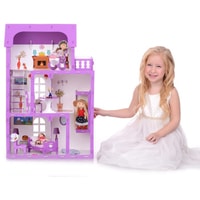 Кукольный домик Krasatoys Карина с мебелью 000300 (белый/сиреневый)