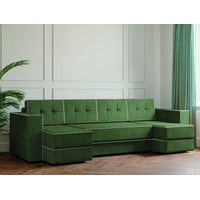 П-образный диван Настоящая мебель Ванкувер Модерн (п-обр., боннель, рогожка, зеленый)