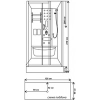 Душевая кабина Водный мир ВМ-132 125x90 (черный/тонированное стекло)