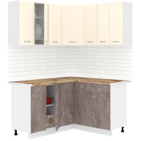Готовая кухня Кортекс-мебель Корнелия Лира 1.5x1.4 (крем/оникс/мадрид)