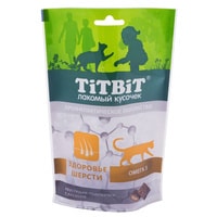 Лакомство для кошек TiTBiT Хрустящие подушечки с лососем для здоровья шерсти 60 г