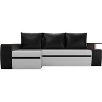Угловой диван Лига диванов Майами 103039 (левый, экокожа, белый/черный/черный)