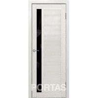 Межкомнатная дверь Portas S28 90x200 (лиственница крем, стекло lacobel черный лак)