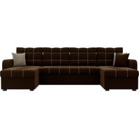 П-образный диван Лига диванов Ливерпуль 31468 (микровельвет, коричневый)