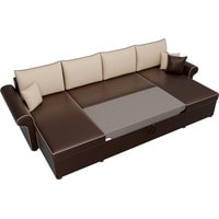 П-образный диван Лига диванов Милфорд 31581 (экокожа, коричневый/бежевый)