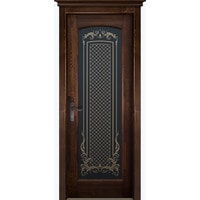 Межкомнатная дверь ОКА Витраж 90x200 (античный орех/стекло каленое с узором)