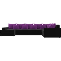 П-образный диван Mebelico Мэдисон-П 106865 (правый, черный/фиолетовый)