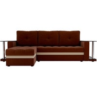 Угловой диван Craftmebel Атланта М угловой 2 стола (нпб, левый, коричневая рогожка)