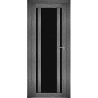 Межкомнатная дверь Юни Амати 11 (ч) 70x200 (дуб шале-графит/черное стекло) в Лиде