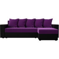 Угловой диван Лига диванов Дубай лайт правый 114185 (микровельвет фиолетовый/экокожа черный)