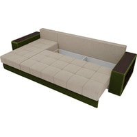 Угловой диван Лига диванов Дубай 105797 (левый, микровельвет, бежевый/зеленый)