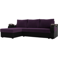 Угловой диван Лига диванов Меркурий лайт левый 112959L (велюр фиолетовый/экокожа черный)