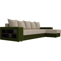 Угловой диван Лига диванов Дубай 105797 (правый, микровельвет, бежевый/зеленый)