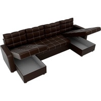 П-образный диван Лига диванов Ливерпуль 31476 (экокожа, коричневый)