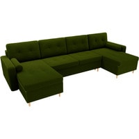 П-образный диван Лига диванов Белфаст 31558 (микровельвет, зеленый)