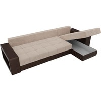 Угловой диван Лига диванов Дубай 105804 (правый, велюр/экокожа, бежевый/коричневый)
