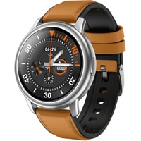 Умные часы Lemfo LF28 (серебристый/кожаный браслет)