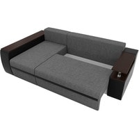 Угловой диван Лига диванов Майами 103036 (левый, рогожка/экокожа, серый/черный/коричневый)