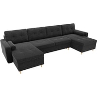 П-образный диван Craftmebel Белфаст П (бнп, вельвет, черный)