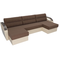 П-образный диван Лига диванов Форсайт 101211 (коричневый/бежевый)