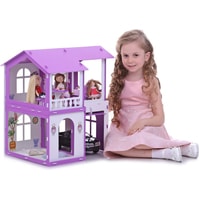 Кукольный домик Krasatoys Дом Алиса с мебелью 000282 (белый/сиреневый)