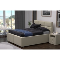 Кровать Настоящая мебель Бруно 160x200 с ПМ (вельвет, бежевый)