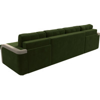 П-образный диван Лига диванов Марсель 29547 (микровельвет, зеленый/бежевый)