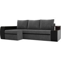 Угловой диван Лига диванов Майами 103019 (левый, велюр/экокожа, серый/черный)