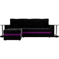 Угловой диван Craftmebel Атланта М угловой 2 стола (нпб, левый, черный вельвет)