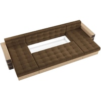 П-образный диван Craftmebel Венеция П (бнп, вельвет, коричневый/бежевый)