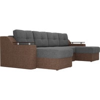П-образный диван Лига диванов Сенатор 28931 (рогожка, серый/коричневый)