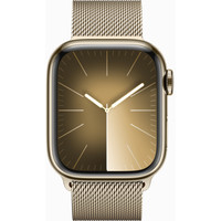 Умные часы Apple Watch Series 9 LTE 41 мм (корпус из нержавеющей стали, золото/миланский золотистый)