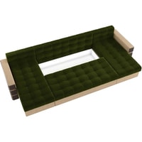П-образный диван Craftmebel Венеция П (боннель, вельвет, зеленый/бежевый)