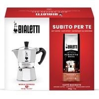 Гейзерная кофеварка Bialetti Moka Express (6 порций + кофе молотый Nocciola 200 гр)