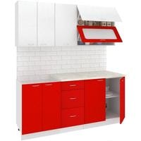 Готовая кухня Кортекс-мебель Корнелия Мара 1.8м (белый/красный/королевский опал)