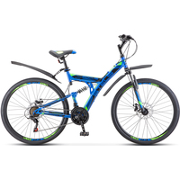 Велосипед Stels Focus MD 21-sp 27.5 V010 2023 (синий/неоновый зелёный)