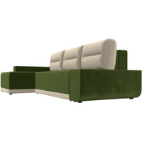 Угловой диван Лига диванов Чикаго левый 110750L (микровельвет зеленый/подушки бежевые)