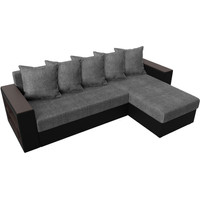 Угловой диван Лига диванов Дубай лайт правый 114197 (рогожка серый/экокожа черный)