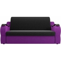 Диван Лига диванов Меркурий 100348 160 см (микровельвет, черный/фиолетовый)