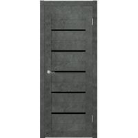 Межкомнатная дверь Юркас Stark ST1 ДО 90x200 (бетон темный, стекло lacobel черный лак) в Мозыре