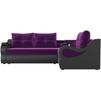 Угловой диван Лига диванов Митчелл 268 правый 107562 (микровельвет фиолетовый/экокожа черный)