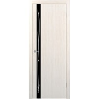 Межкомнатная дверь Юркас Stark ST12 ДО 60x200 (бьянко/lacobel черный с рис.)