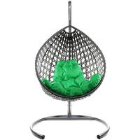 Подвесное кресло M-Group Капля Люкс 11030304 (серый ротанг/зеленая подушка)