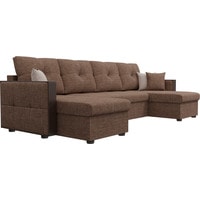 П-образный диван Лига диванов Валенсия 31448 (рогожка, коричневый)