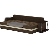 П-образный диван Craftmebel Атланта П 2 стола (боннель, вельвет, коричневый)