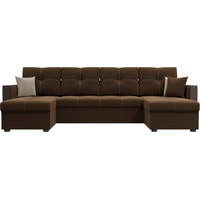 П-образный диван Лига диванов Валенсия 31444 (микровельвет, коричневый)