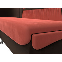 Угловой диван Лига диванов Сидней 263 левый 107380 (микровельвет, коралловый/коричневый)