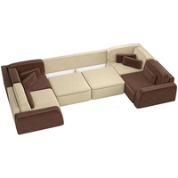 П-образный диван Mebelico Гермес-П 59316 (вельвет, бежевый/коричневый/бежевый)