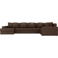 П-образный диван Лига диванов Мэдисон 28912 (рогожка, коричневый)