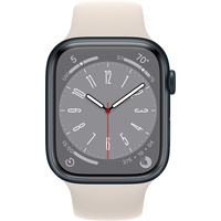 Умные часы Apple Watch Series 8 45 мм (алюминиевый корпус, полуночный/звездный свет, спортивный силиконовый ремешок S/M)